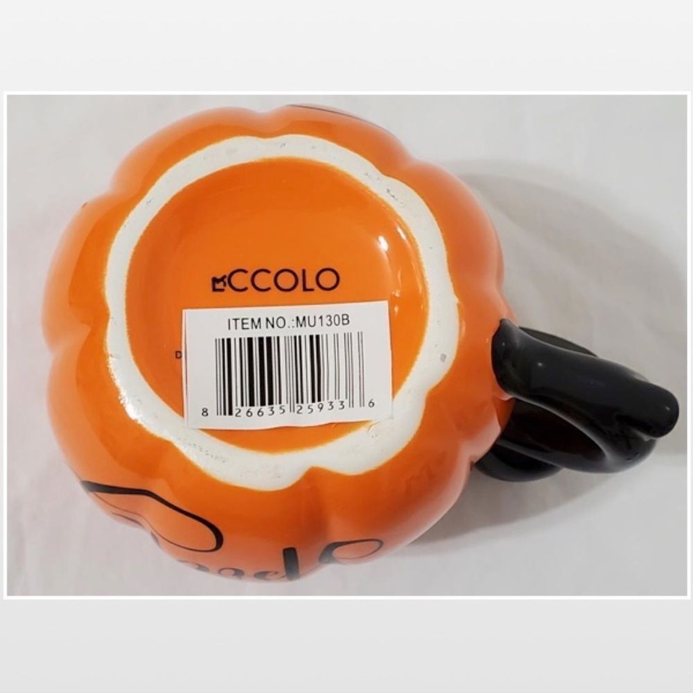 New ECCOLO Mug Coffee Orange Pumpkin Black Cat Home Halloween NWT - Picture 8 of 12